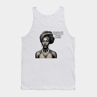 Brown Skin B&W Head Wrap Beauty Tank Top